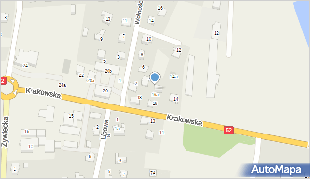 Kobiernice, Wolności, 2a, mapa Kobiernice