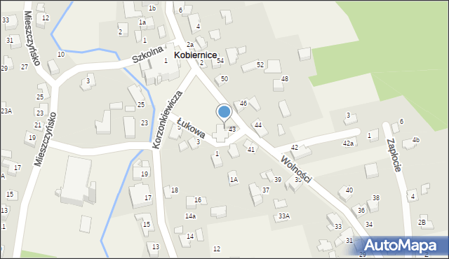 Kobiernice, Wolności, 43a, mapa Kobiernice