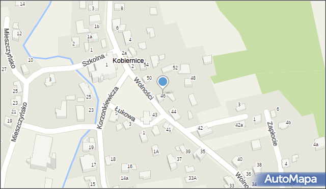 Kobiernice, Wolności, 46, mapa Kobiernice