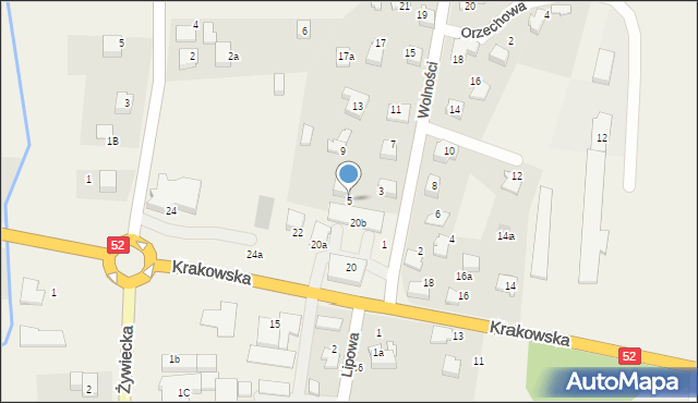 Kobiernice, Wolności, 5, mapa Kobiernice