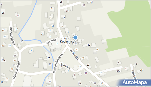Kobiernice, Wolności, 54, mapa Kobiernice