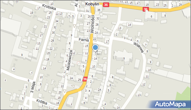 Kobylin, Wolności, 16, mapa Kobylin