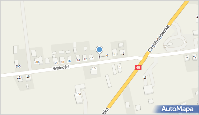 Kochanowice, Wolności, 8, mapa Kochanowice