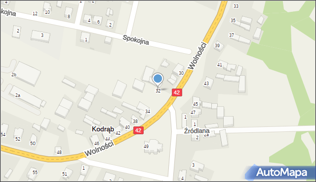 Kodrąb, Wolności, 32, mapa Kodrąb