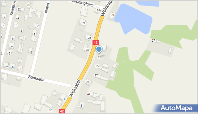 Kodrąb, Wolności, 33, mapa Kodrąb