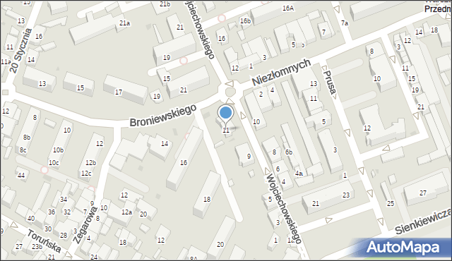 Koło, Wojciechowskiego Piotra, 11, mapa Koło