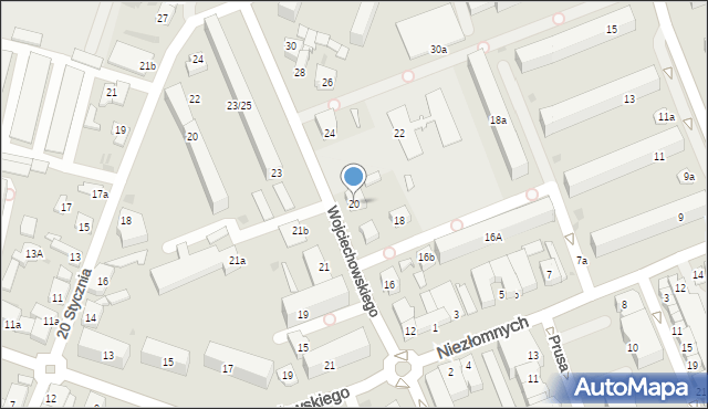 Koło, Wojciechowskiego Piotra, 20, mapa Koło