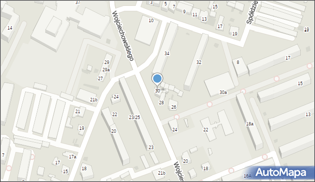 Koło, Wojciechowskiego Piotra, 30, mapa Koło