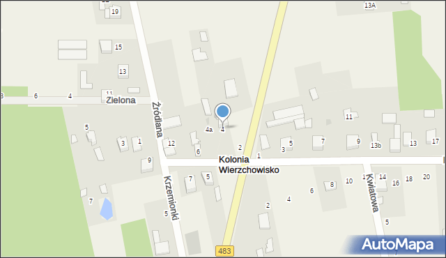 Kolonia Wierzchowisko, Wodociągowa, 4, mapa Kolonia Wierzchowisko