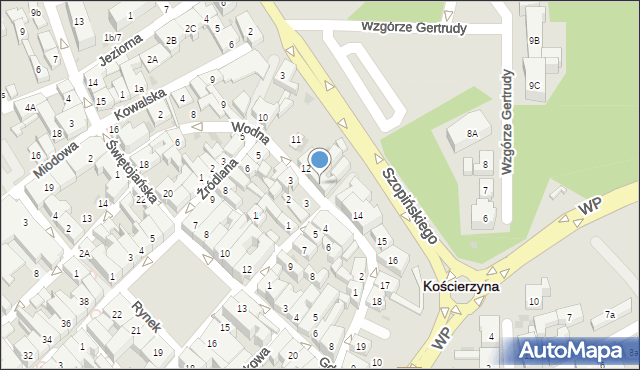 Kościerzyna, Wodna, 13, mapa Kościerzyna