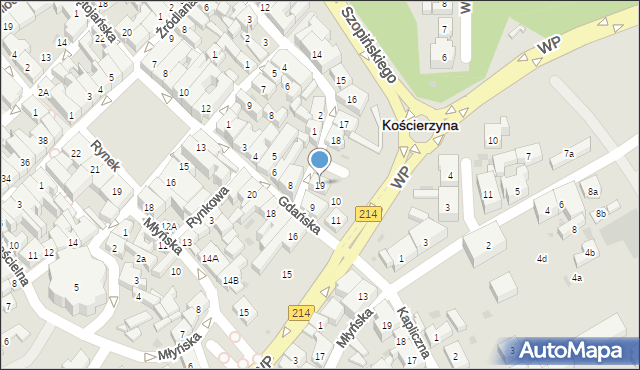 Kościerzyna, Wodna, 19, mapa Kościerzyna