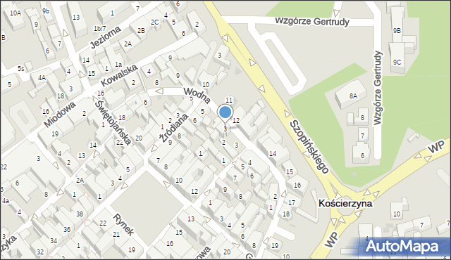 Kościerzyna, Wodna, 3, mapa Kościerzyna