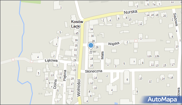 Kosów Lacki, Wolności, 22, mapa Kosów Lacki