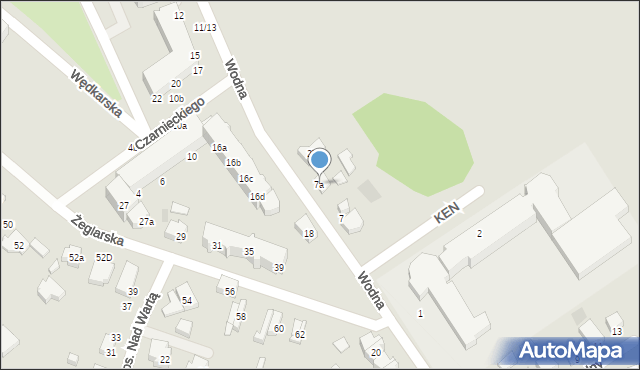 Kostrzyn nad Odrą, Wodna, 7a, mapa Kostrzyn nad Odrą
