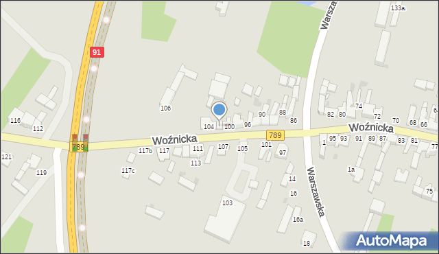 Koziegłowy, Woźnicka, 102, mapa Koziegłowy