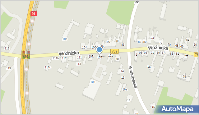 Koziegłowy, Woźnicka, 105, mapa Koziegłowy