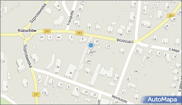 Kożuchów, Wolności, 10a, mapa Kożuchów
