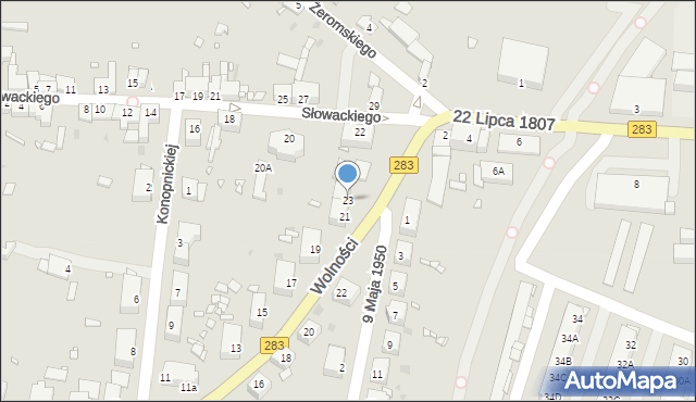 Kożuchów, Wolności, 23, mapa Kożuchów