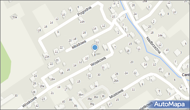 Kozy, Woskowa, 8, mapa Kozy