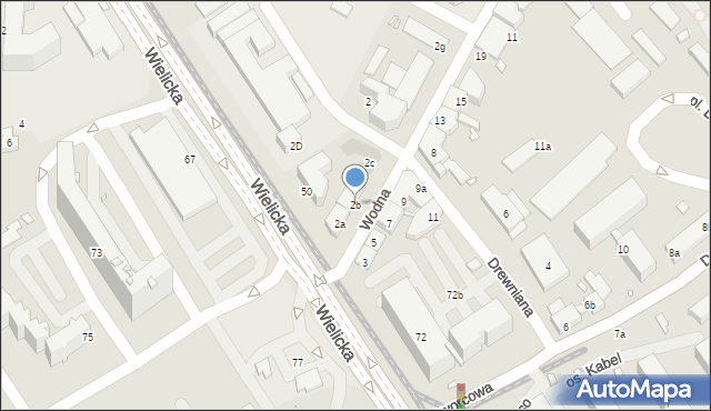 Kraków, Wodna, 2b, mapa Krakowa