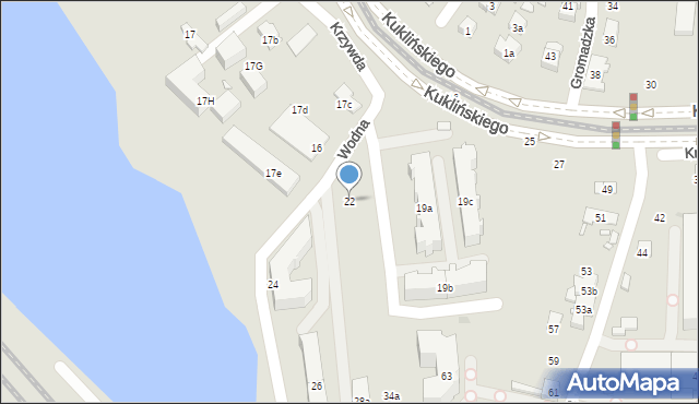 Kraków, Wodna, 22, mapa Krakowa