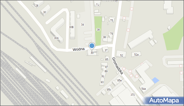 Kraków, Wodna, 33, mapa Krakowa