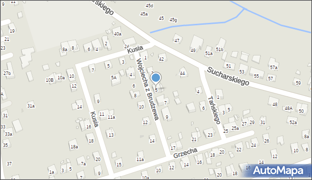 Kraków, Wojciecha z Brudzewa, 5, mapa Krakowa