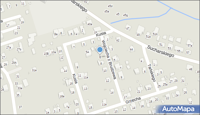 Kraków, Wojciecha z Brudzewa, 6, mapa Krakowa