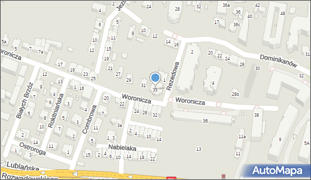 Kraków, Woronicza Jana, 33, mapa Krakowa