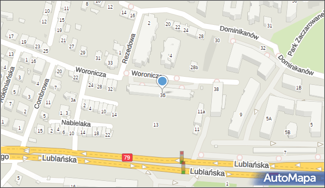 Kraków, Woronicza Jana, 36, mapa Krakowa