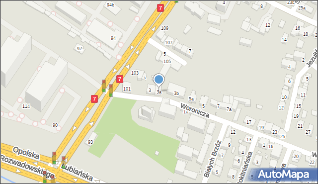 Kraków, Woronicza Jana, 3a, mapa Krakowa