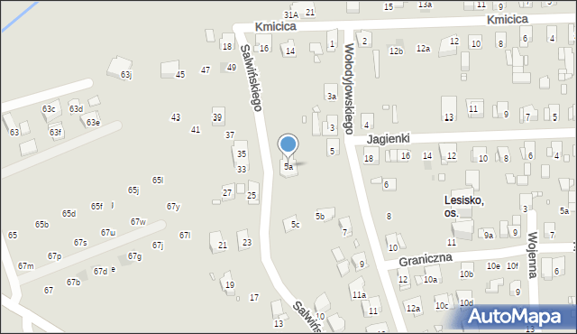 Kraków, Wołodyjowskiego Michała, 5a, mapa Krakowa