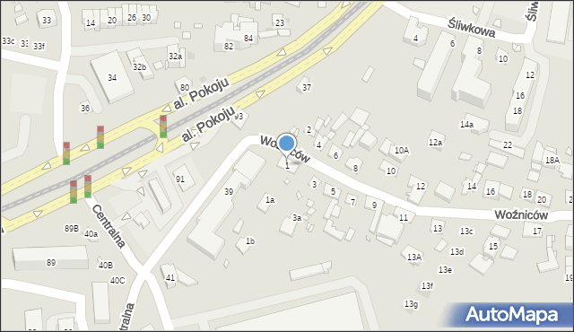 Kraków, Woźniców, 1, mapa Krakowa