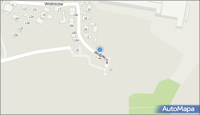 Kraków, Woźniców, 21, mapa Krakowa