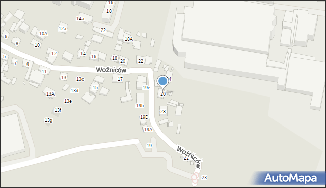 Kraków, Woźniców, 26, mapa Krakowa