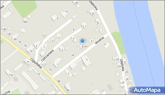 Krapkowice, Wodna, 3, mapa Krapkowice