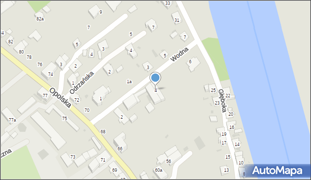 Krapkowice, Wodna, 4, mapa Krapkowice