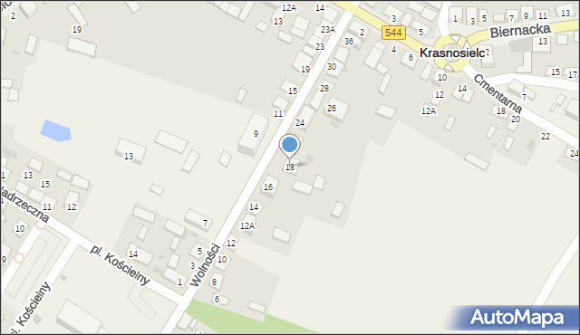 Krasnosielc, Wolności, 18, mapa Krasnosielc
