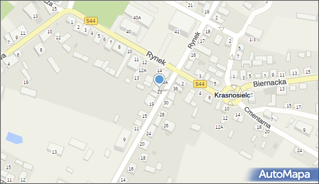 Krasnosielc, Wolności, 23, mapa Krasnosielc