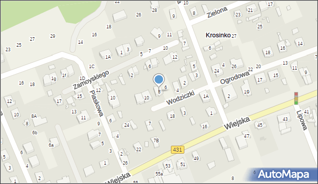 Krosinko, Wodziczki, 8, mapa Krosinko