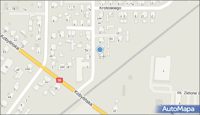 Krotoszyn, Wojciechowskiego, 2, mapa Krotoszyna