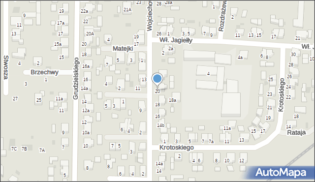 Krotoszyn, Wojciechowskiego, 20, mapa Krotoszyna