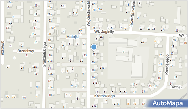 Krotoszyn, Wojciechowskiego, 22, mapa Krotoszyna