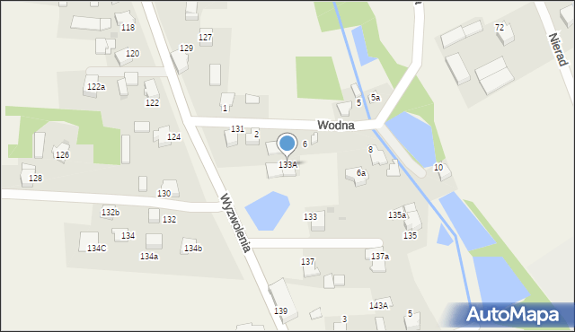 Kryry, Wodna, 133A, mapa Kryry