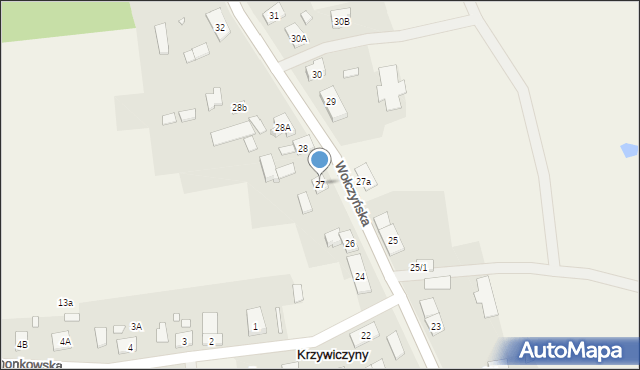 Krzywiczyny, Wołczyńska, 27, mapa Krzywiczyny