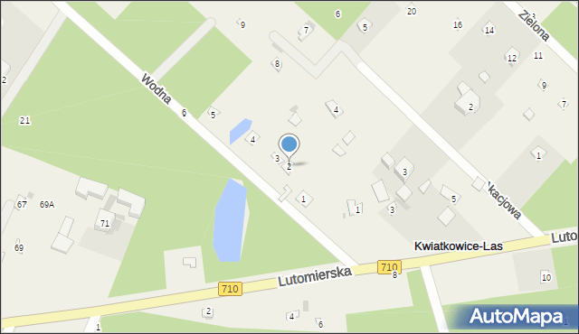 Kwiatkowice-Las, Wodna, 2, mapa Kwiatkowice-Las