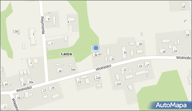 Ładza, Wolności, 34, mapa Ładza