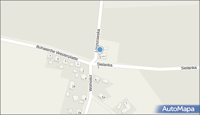 Laryszów, Wolności, 1, mapa Laryszów