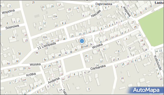 Łaskarzew, Wolska, 30, mapa Łaskarzew