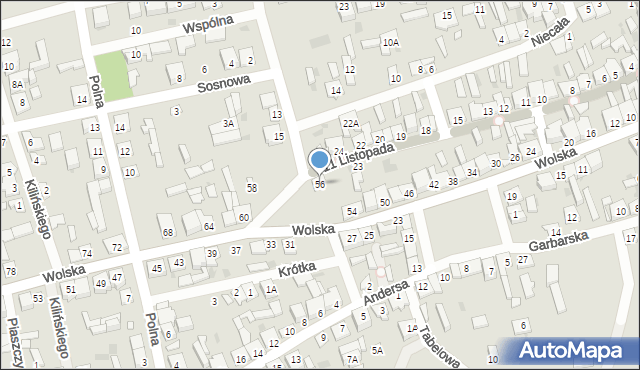 Łaskarzew, Wolska, 56, mapa Łaskarzew